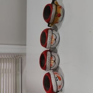 4 small holiday planters for succulents, Frosty and friends.